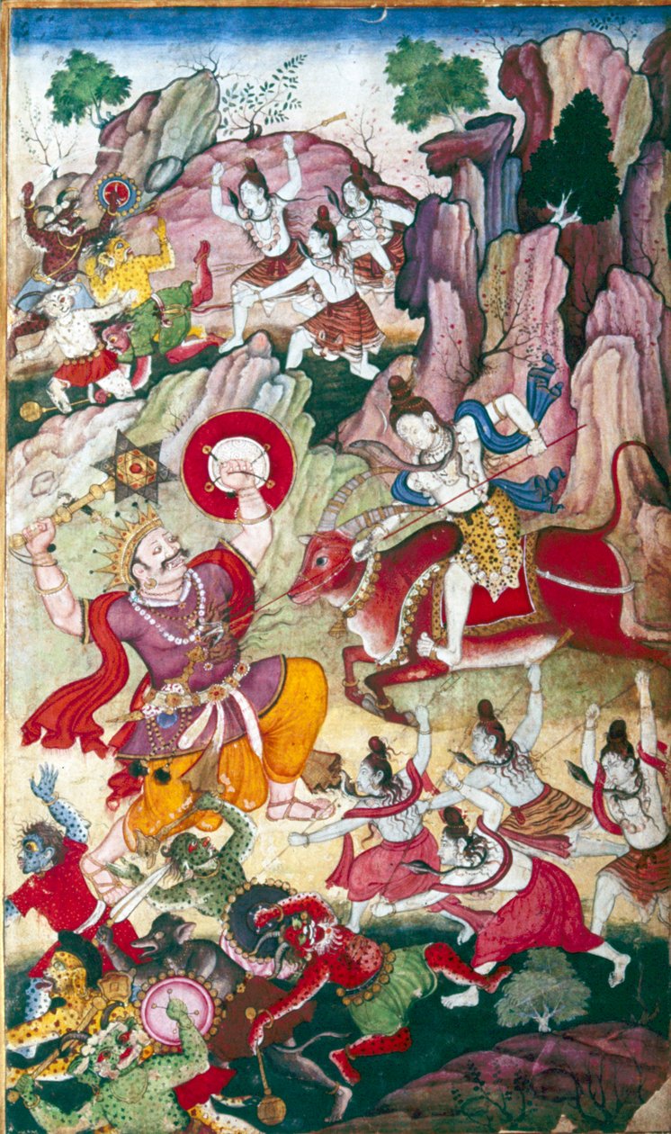Siva distrugge il demone Andhaka, manoscritto Harivamsa, Mughal da Unbekannt
