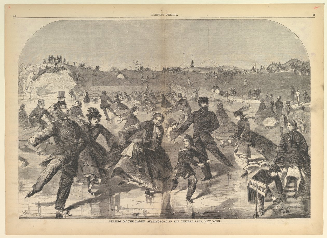 Pattinaggio sul laghetto delle signore a Central Park, New York Harper