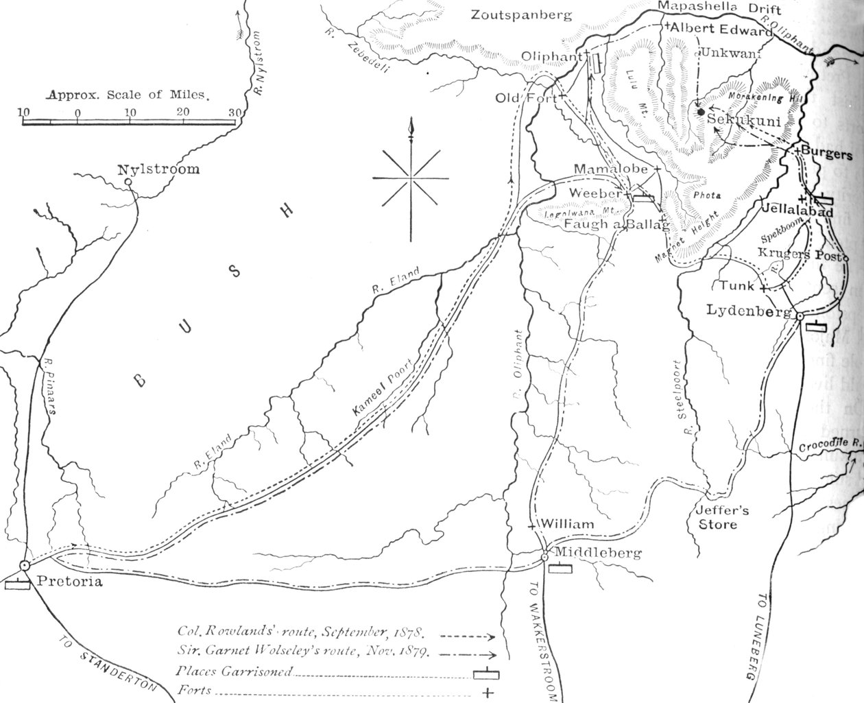 Mappa schizzo del paese di Sekukuni, c1880 da Unbekannt