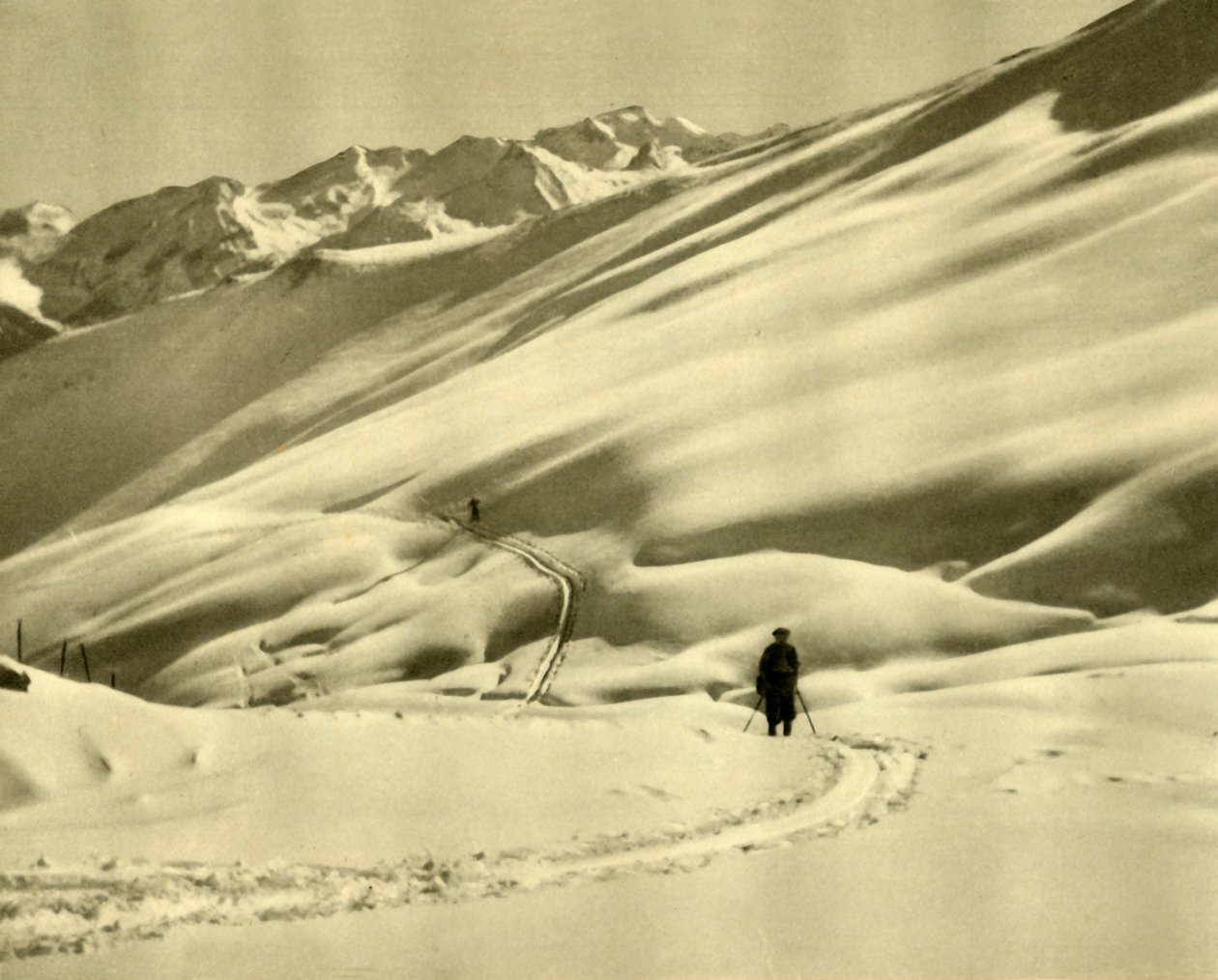 Sci a Upper Schlossalm, vicino a Bad Hofgastein, Austria, c1935 da Unbekannt