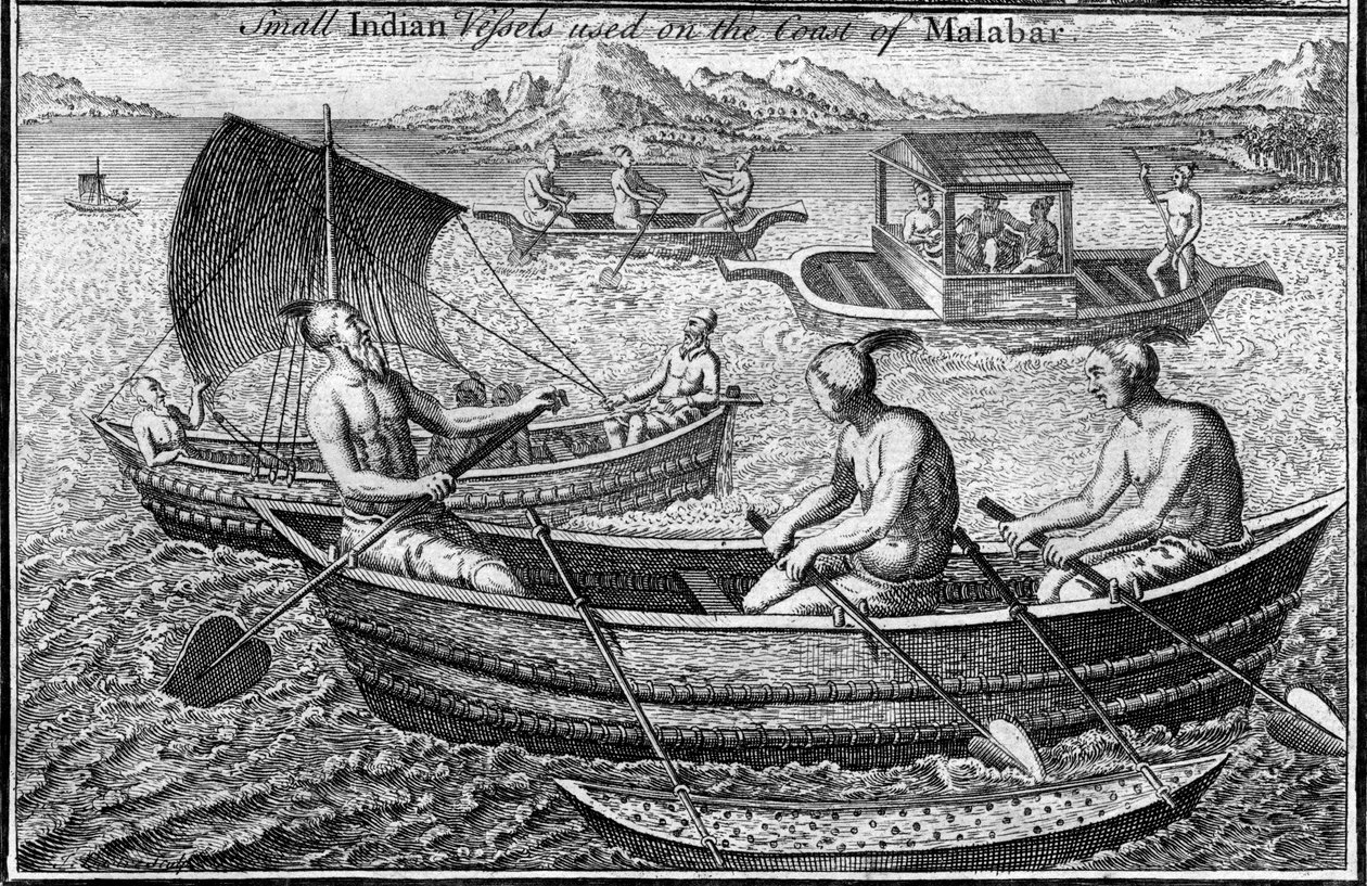 Piccola imbarcazione usata sulla costa del Malabar Cochin, India, c XVIII secolo da Unbekannt