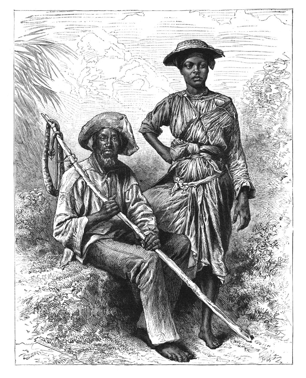 Cacciatore di serpenti e ragazza del carbone, Martinica, c1890 da Unbekannt