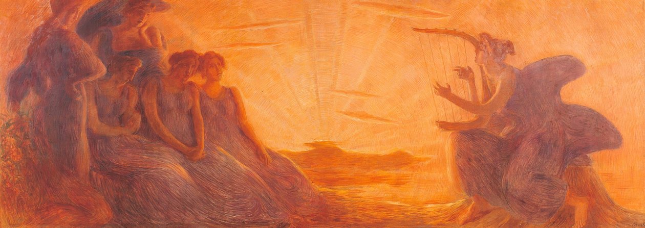 Alcune donne ascoltano la musica proveniente dalle corde di un