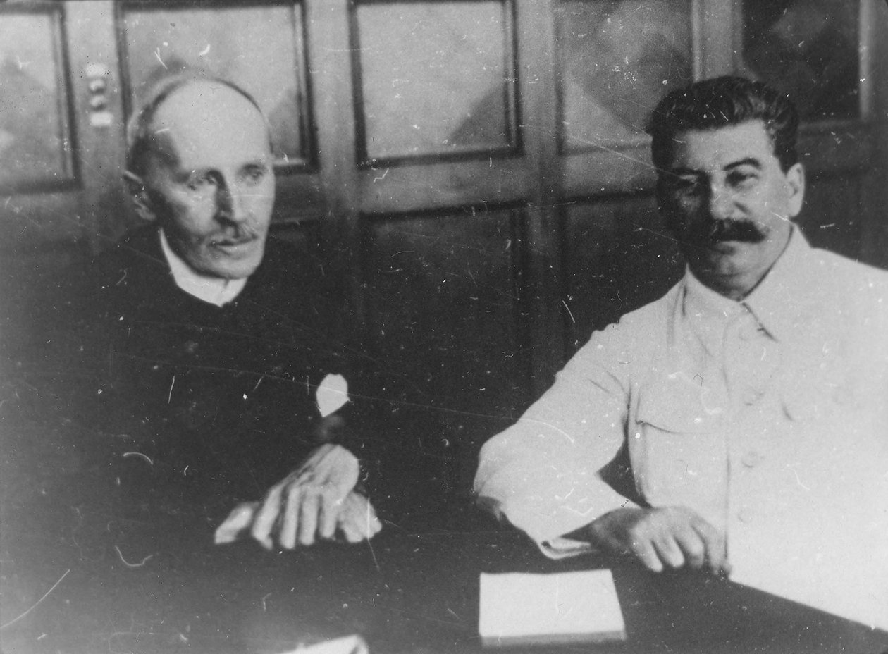 Il leader sovietico Josef Stalin con lo scrittore francese Romain Rolland, Mosca, URSS, 28 giugno 1935 da Unbekannt