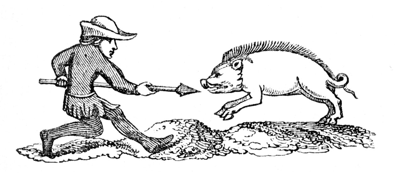 Caccia al cinghiale, 14° secolo, 1833 da Unbekannt