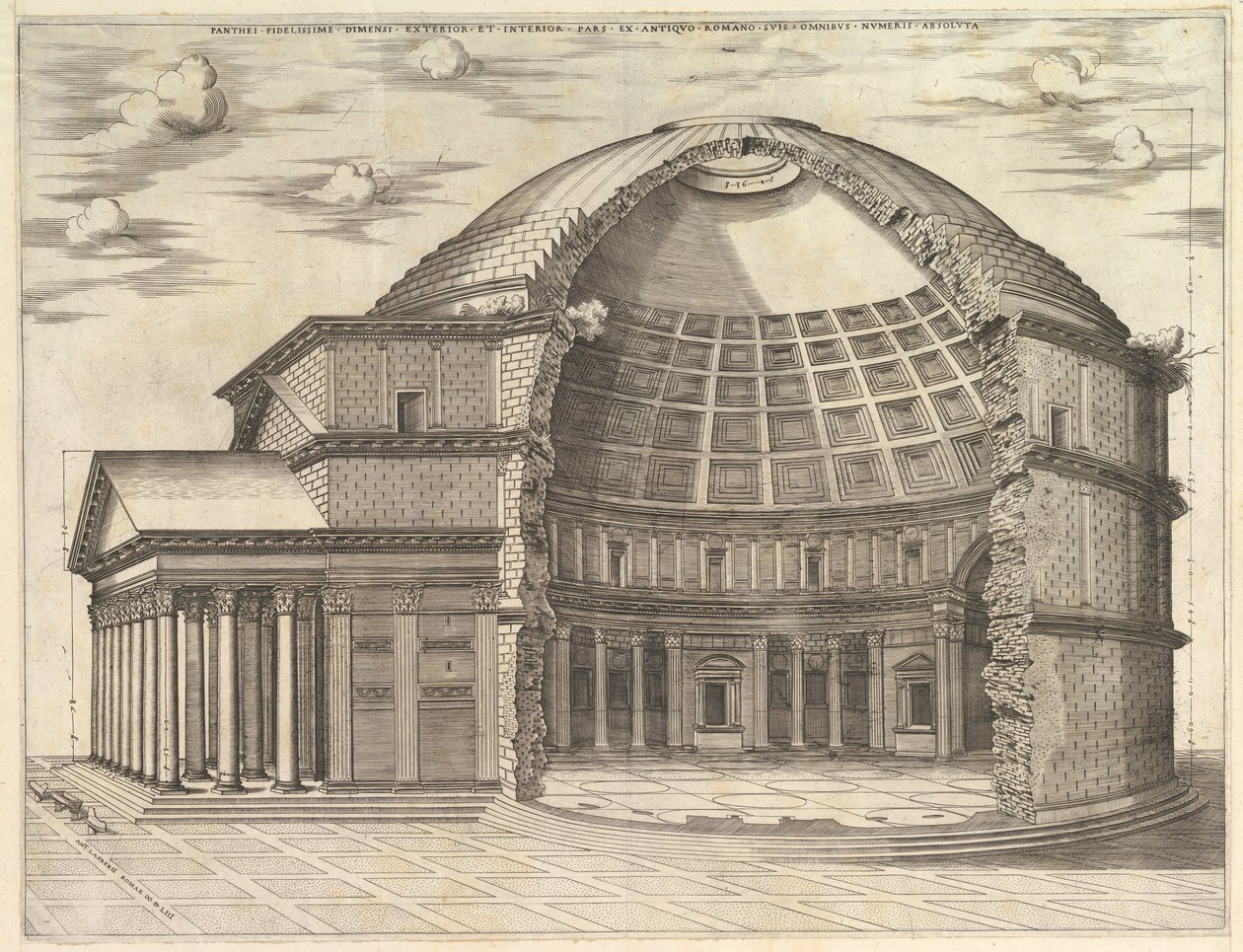 Speculum Romanae Magnificentiae: Il Pantheon, rotto per mostrare l