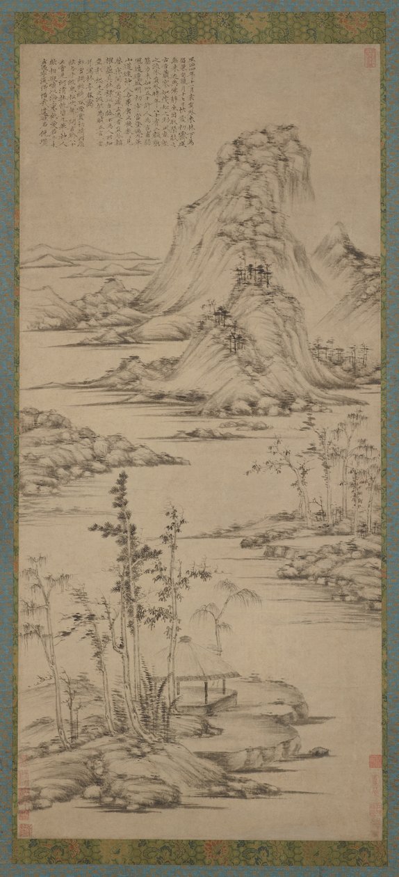Nebbie primaverili su un padiglione lungo il fiume, dinastia Ming, 1368-1644 da Unbekannt