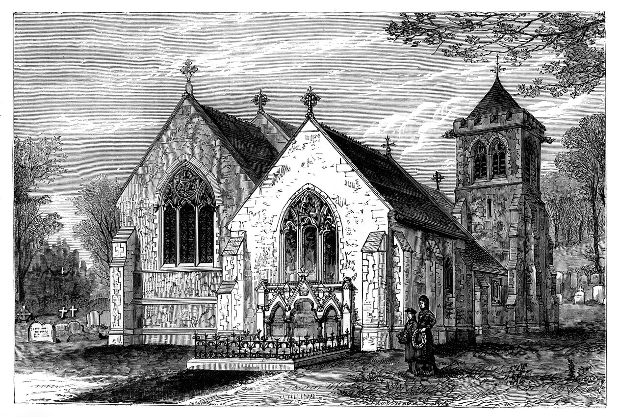 Chiesa di San Michele e la tomba di Benjamin Disraeli 1804-1881, fine XIX secolo da Unbekannt