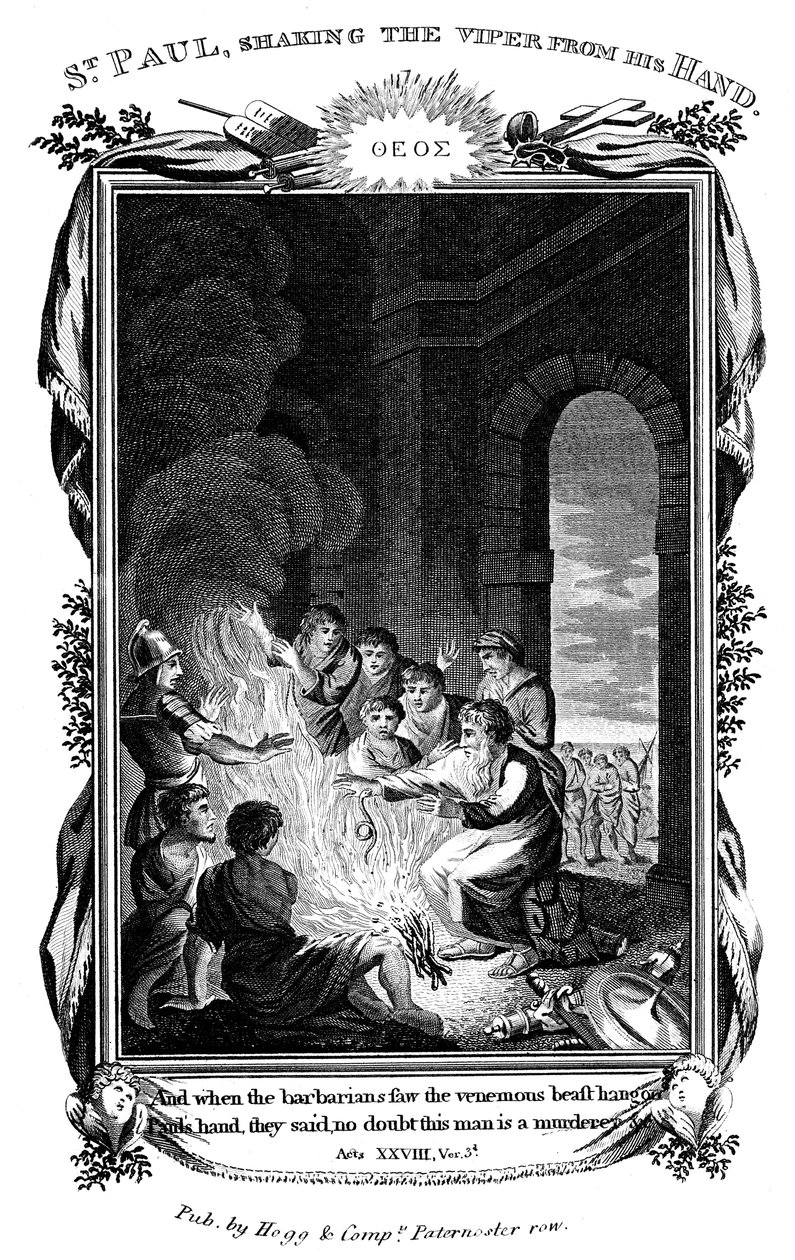 San Paolo Apostolo scuote la vipera dalla mano, c1808 da Unbekannt