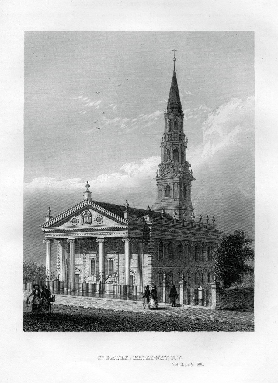 Cappella di San Paolo, Broadway, New York, 1855 da Unbekannt