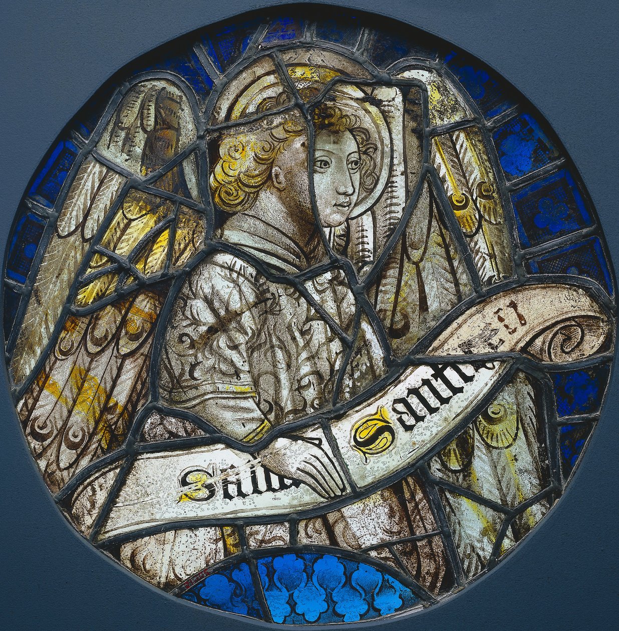 Vetrata con un angelo che tiene un rotolo, c. 1425-1450 da Unbekannt