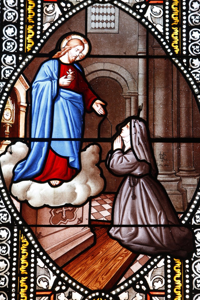 Vetrata raffigurante Santa Margherita Maria Alacoque, La Cavalerie, Francia da Unbekannt