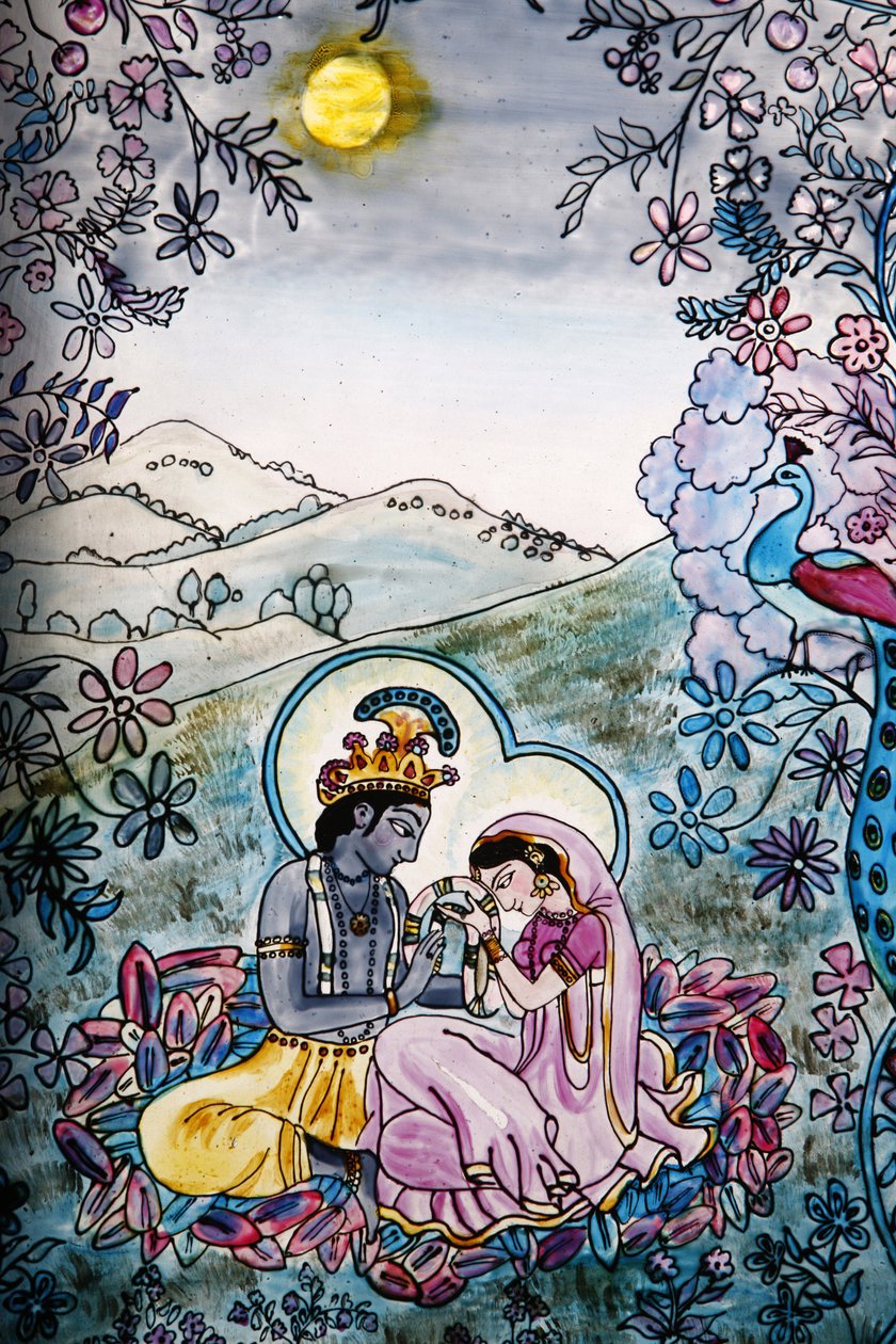 Vetrata nel tempio Iskcon: Krishna e Rada, Londra, Gran Bretagna da Unbekannt