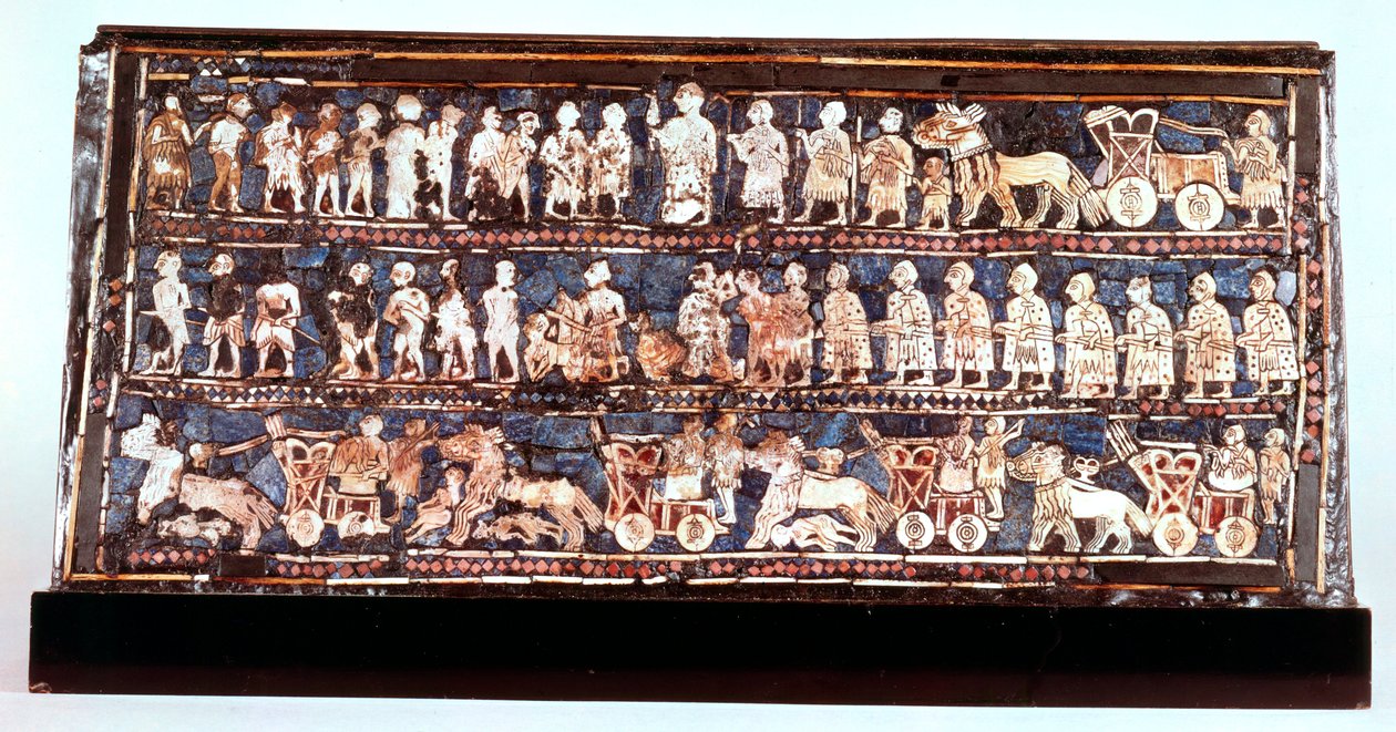 Stendardo di Ur, il lato della guerra, dal cimitero reale di Ur, sumero, c2500 a.C. da Unbekannt