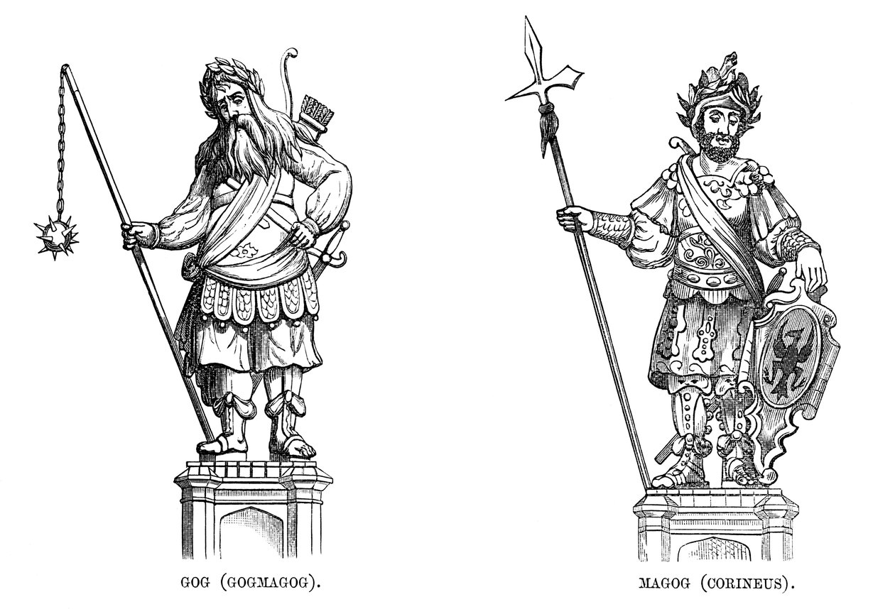 Statue di Gog Gogmagog e Magog Corineus, 1886 da Unbekannt