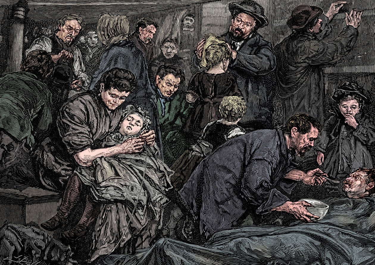 Passeggeri di terza classe su un piroscafo atlantico diretto in America, c1850 da Unbekannt