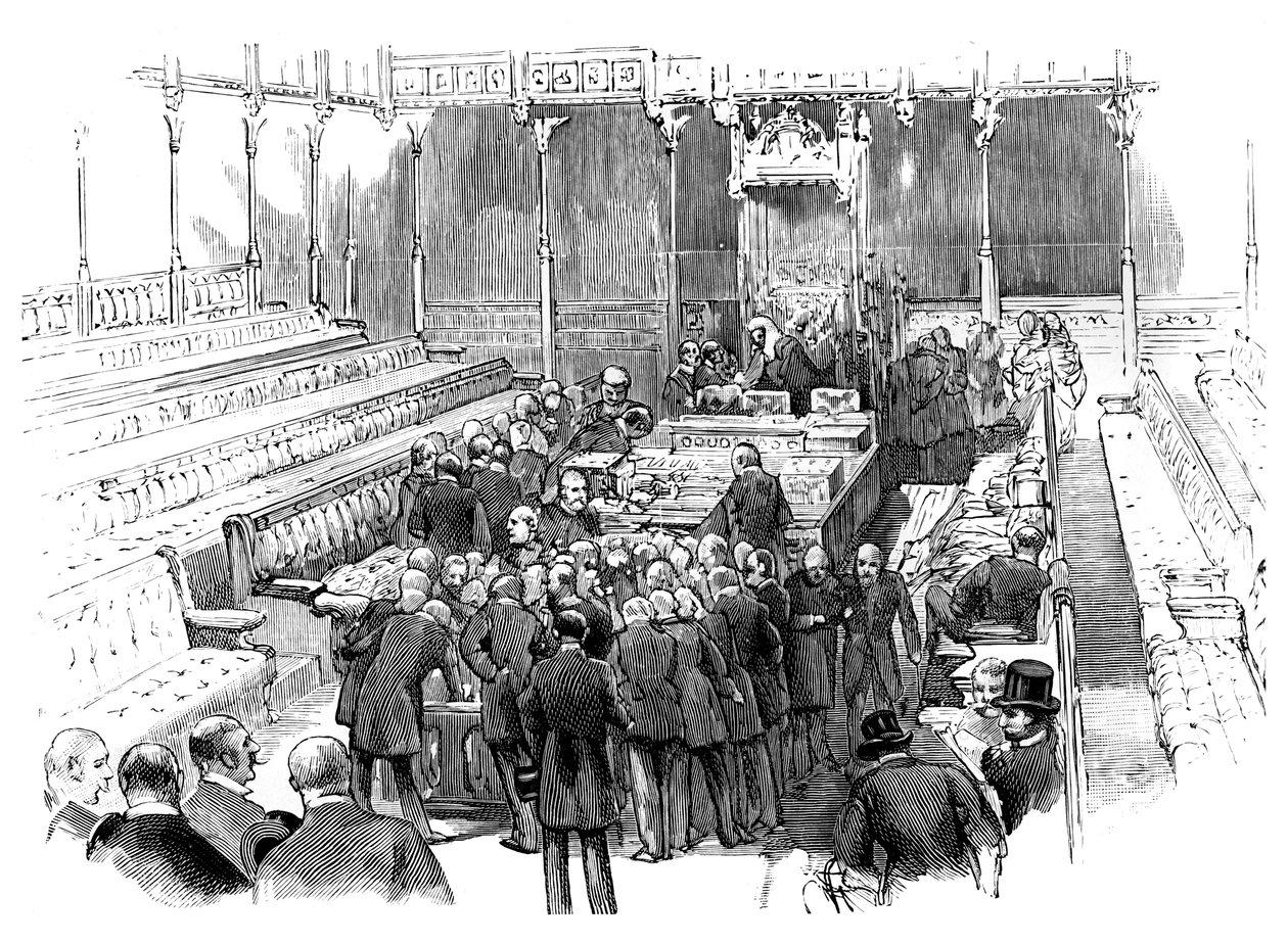 Giuramento dei membri alla Camera dei Comuni, Westminster, Londra, c1905 da Unbekannt