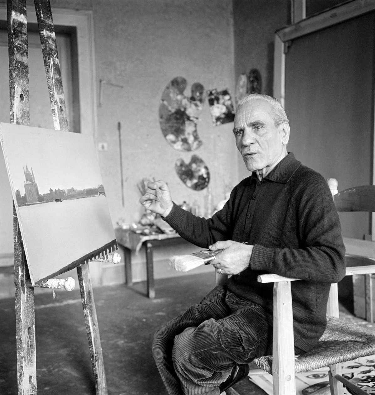Il pittore Virgilio Guidi nel suo studio - Venezia - 1970 da Unbekannt