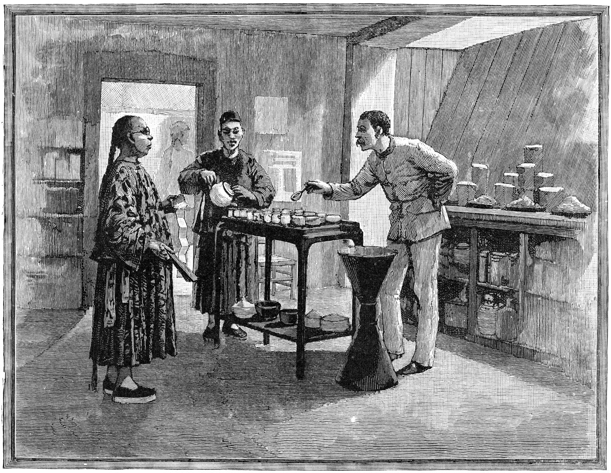 Degustazione del tè in Cina, 1888 da Unbekannt