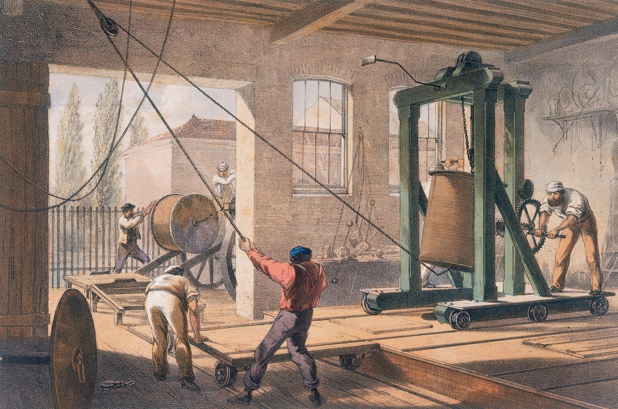 Filo telegrafico presso i lavori di Greenwich, c1865 da Unbekannt