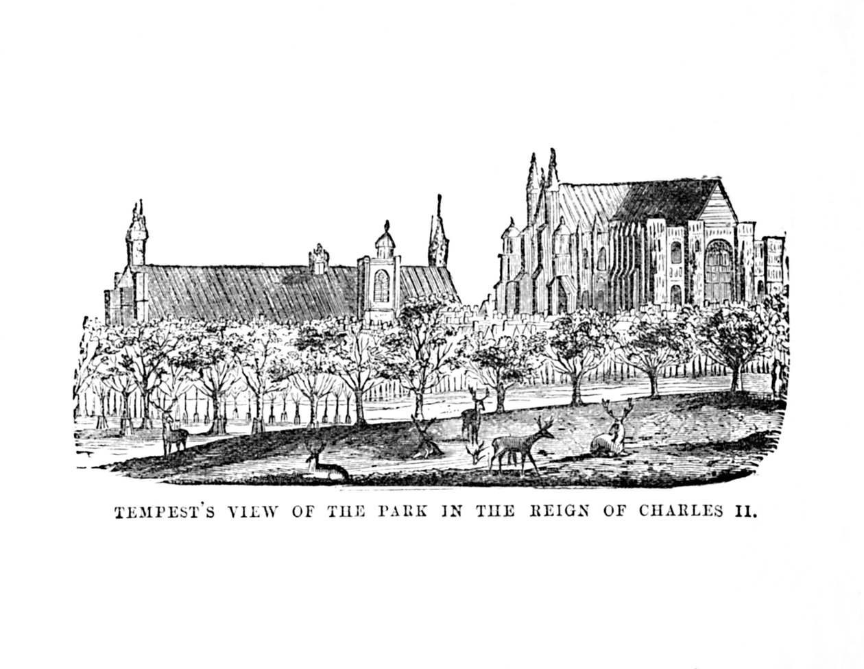 Vista del parco durante il regno di Carlo II, c1870 da Unbekannt