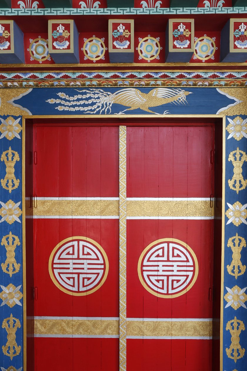 Tempio dei Mille Buddha. Congregazione Dashang Kagyu Ling. Porta della pagoda, La Boulaye da Unbekannt