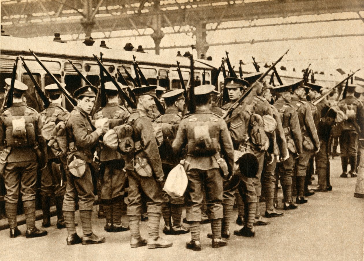 Territoriali dal campo estivo - Terrier in treno a Waterloo, 1914-1918, 1933 da Unbekannt