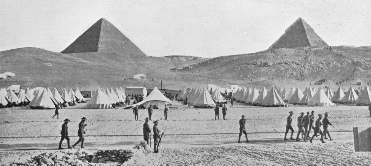 Le truppe australiane in Egitto accampate vicino alle Piramidi, 1914 da Unbekannt