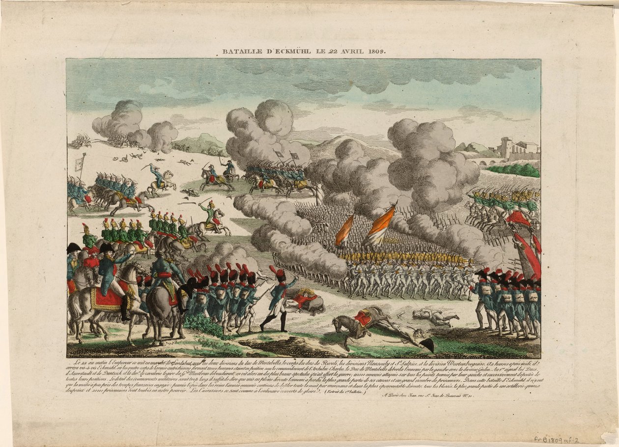 La battaglia di Eggmühl del 22 aprile 1809, ca 1809 da Unbekannt