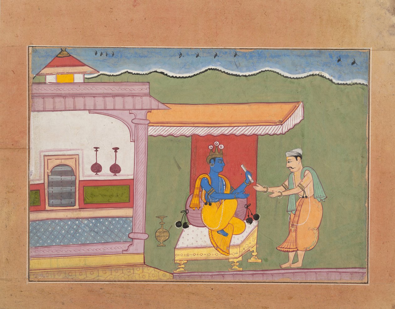 Il bramino consegna la lettera di Rukmini a Krishna da Unbekannt