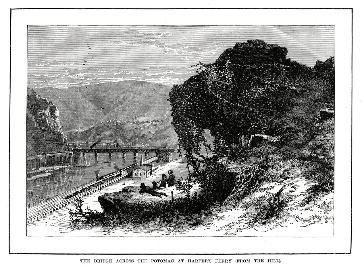 Il ponte sul Potomac a Harpers Ferry, West Virginia, USA, 1877 da Unbekannt