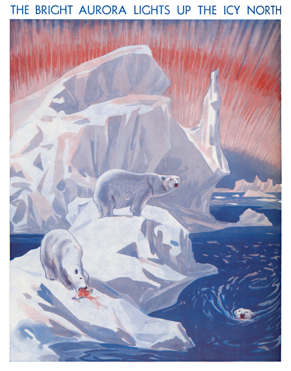 La luminosa aurora illumina il nord ghiacciato, 1935 da Unbekannt