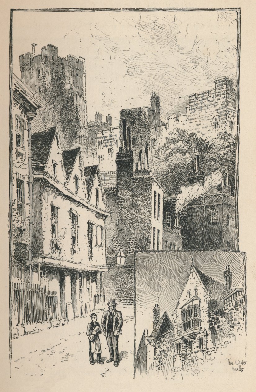 Il castello da Thames Street. Un pezzo delle mura esterne, 1895 da Unbekannt
