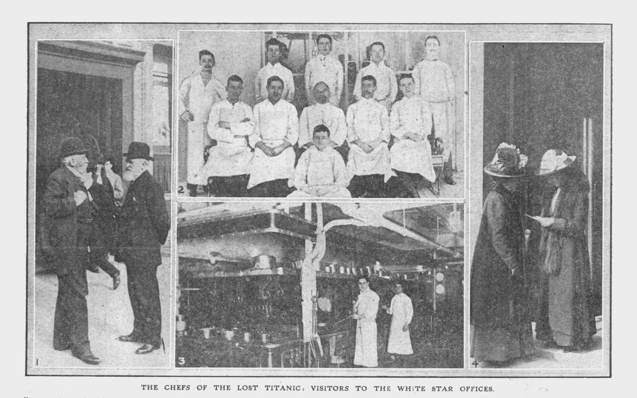 I cuochi del Titanic perduto e visitatori agli uffici della White Star, 20 aprile 1912 da Unbekannt