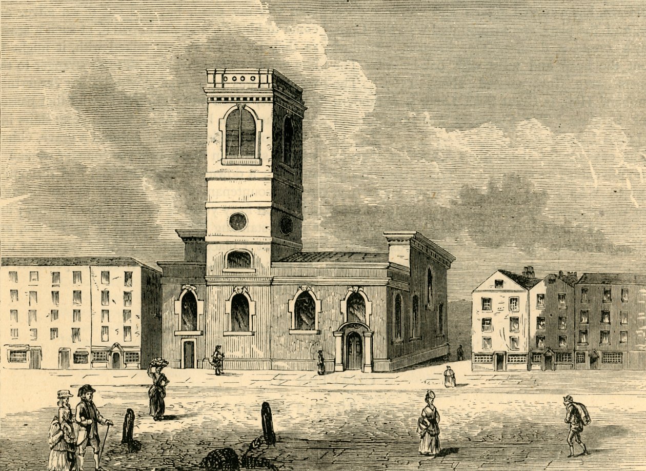 La chiesa di Allhallows the Great nel 1784, c1872 da Unbekannt