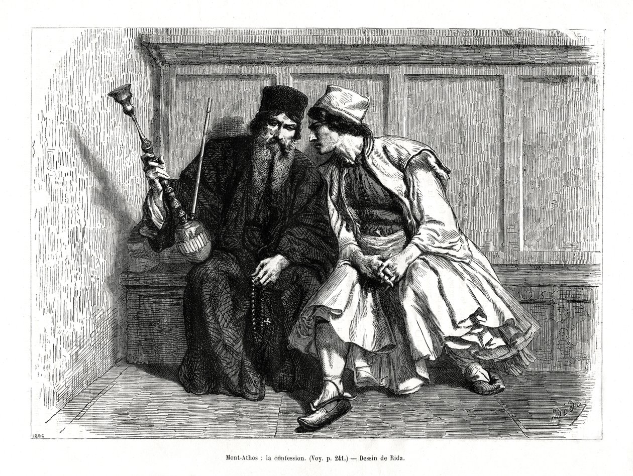 La Confessione, Monte Athos, Grecia settentrionale, 1886 da Unbekannt