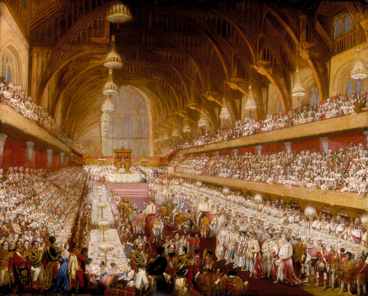 Il banchetto di incoronazione di re Giorgio IV nella Westminster Hall, 1821 da Unbekannt