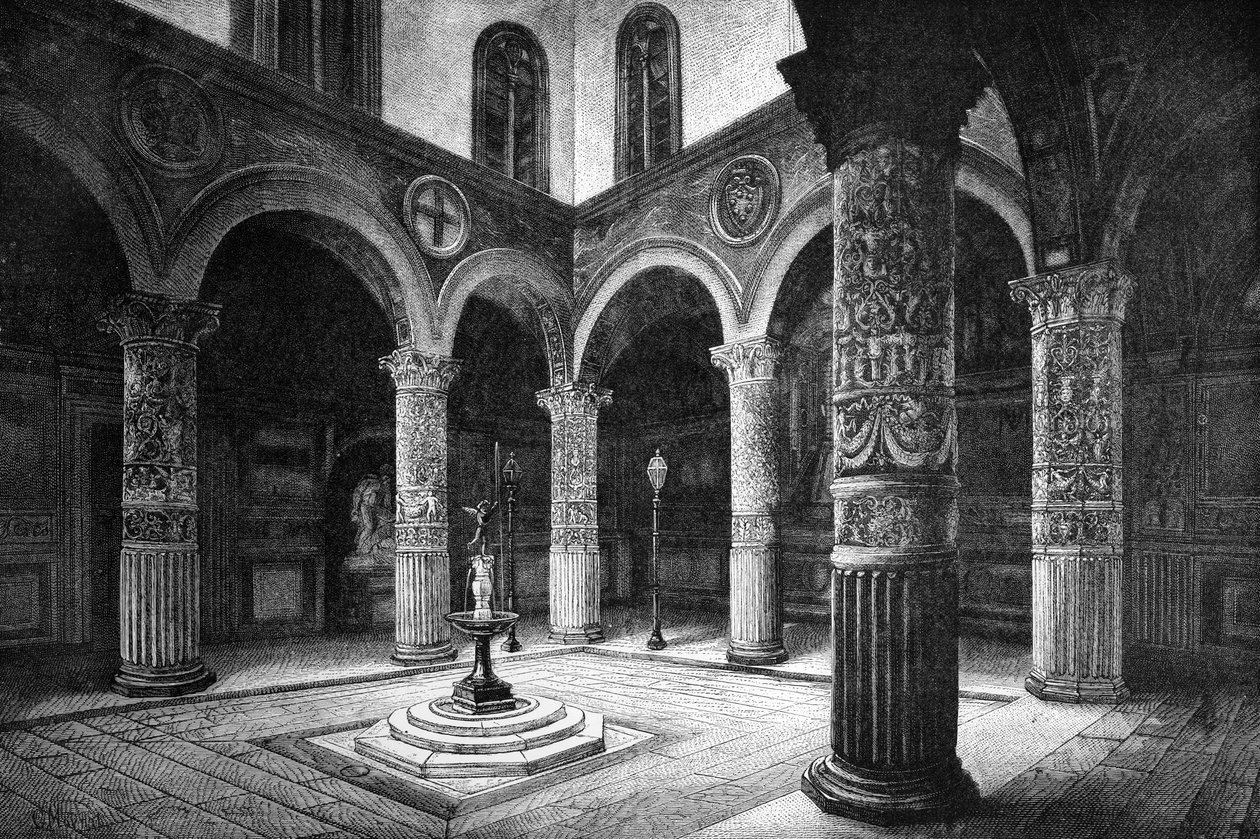 Il cortile di Palazzo Vecchio, Firenze, Italia, 1882 da Unbekannt