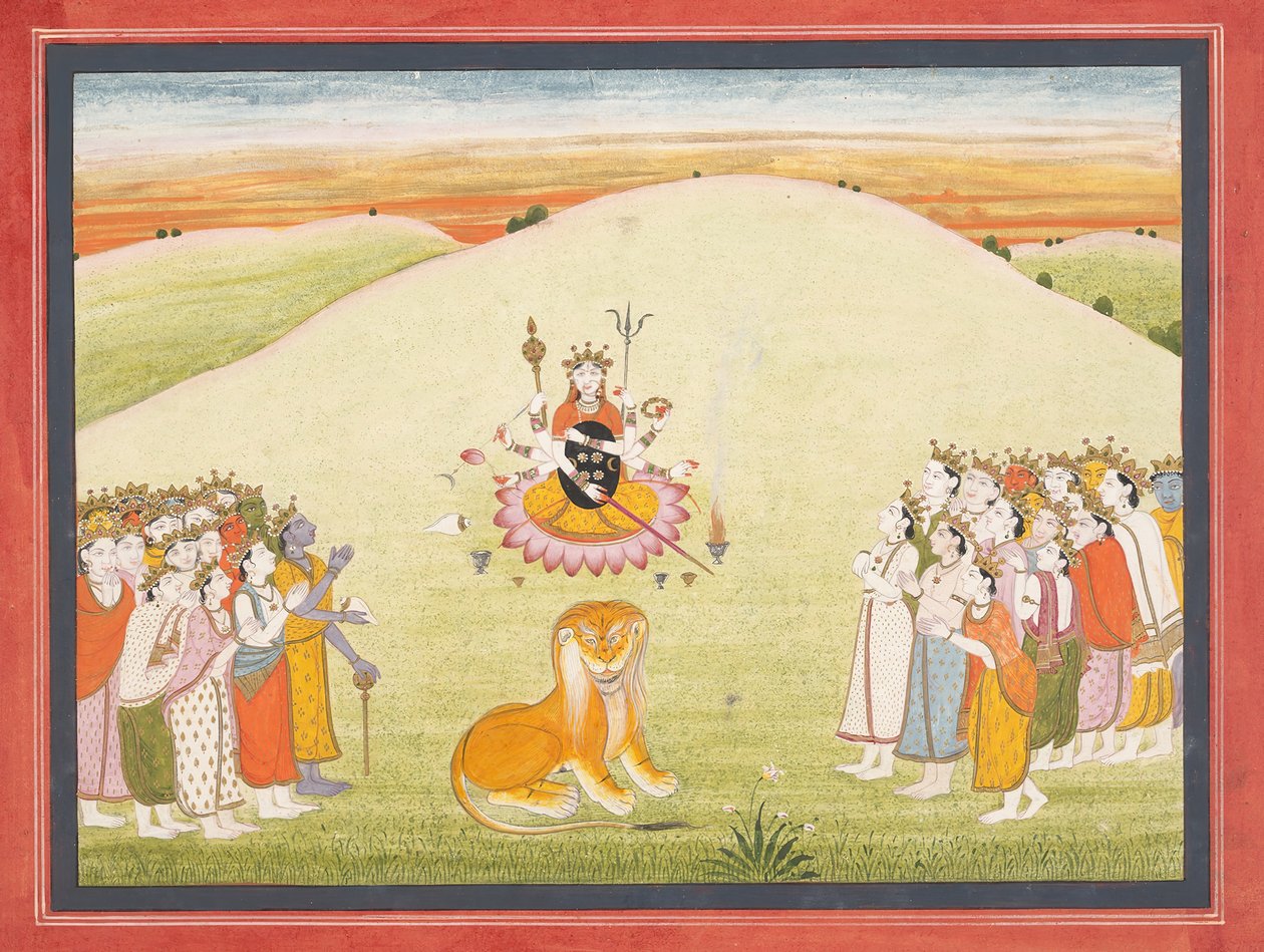 La creazione di Durga: Pagina da un Markandeya Purana disperso, ca. 1810-20 da Unbekannt