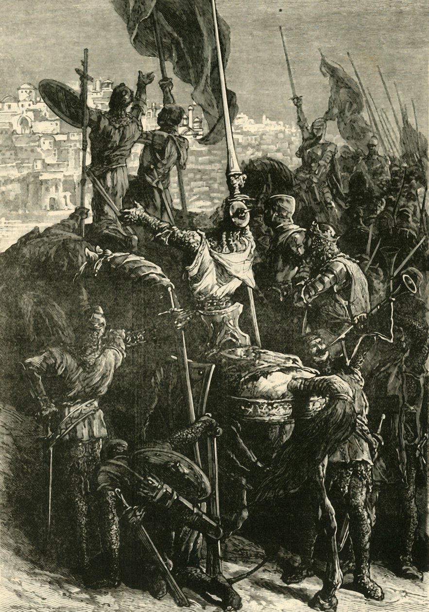 I crociati davanti a Gerusalemme, 1099, 1890 da Unbekannt