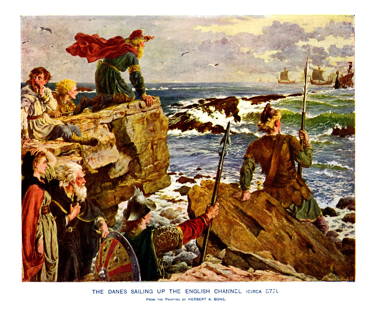 I Danesi che Navigano nel Canale della Manica, c877 d.C., XIX secolo da Unbekannt