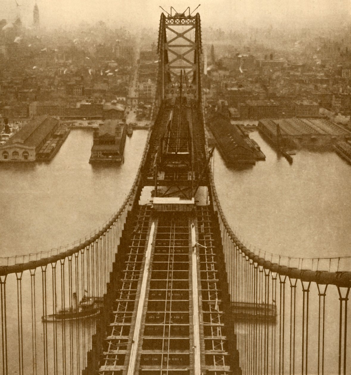 Il ponte sospeso sul fiume Delaware, c1930 da Unbekannt