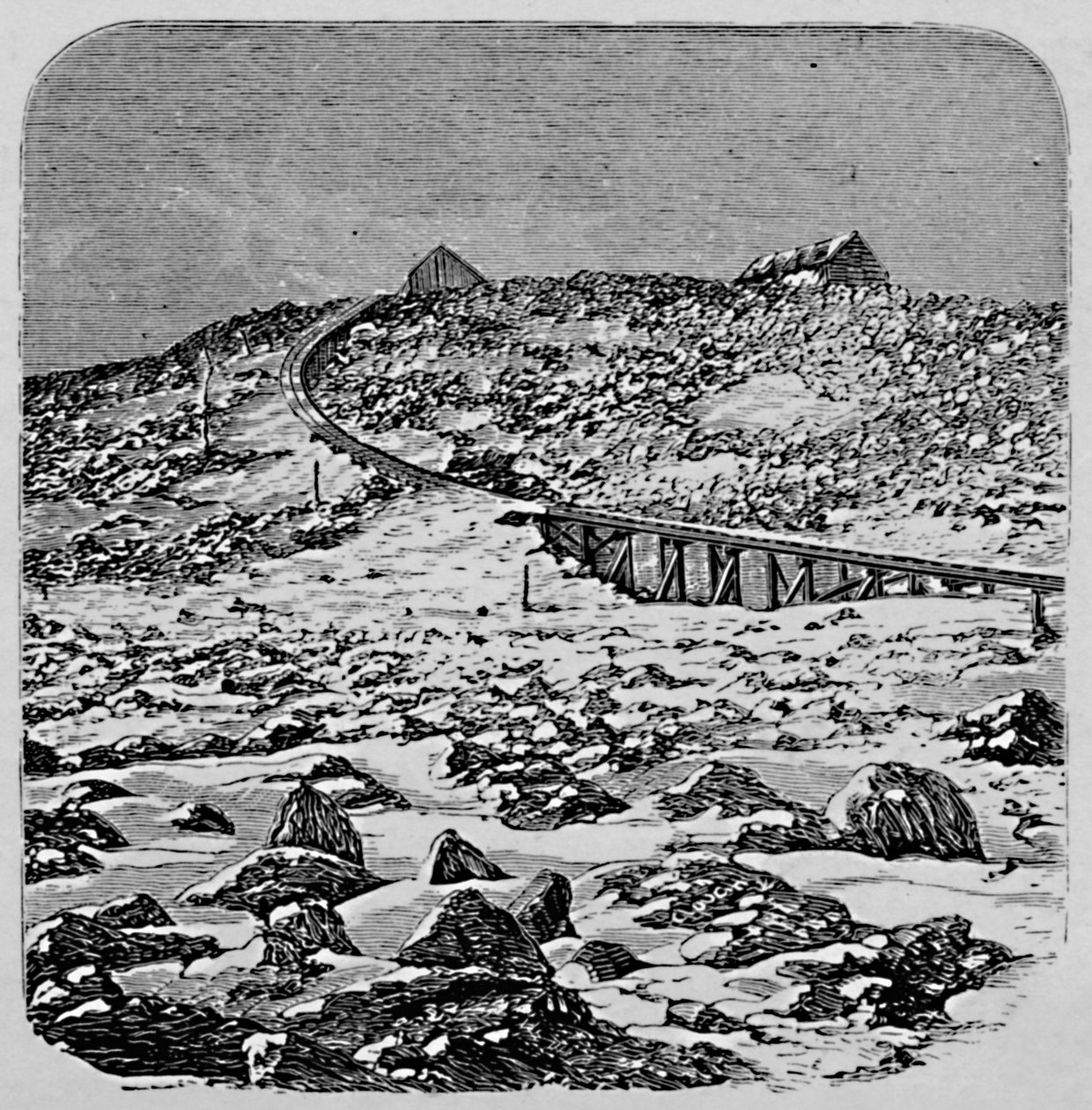Il deposito e la casa di vetta, Monte Washington, 1883 da Unbekannt