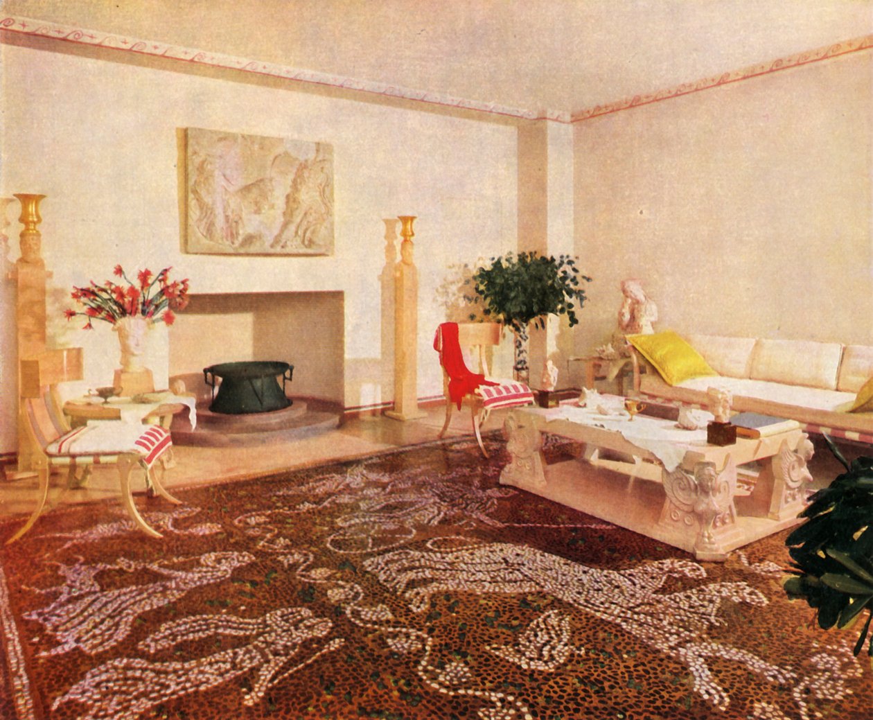 La sala da pranzo - Robsjohn-Gibbings, designato lo stile di questa stanza come Sans Epoque, 1941 da Unbekannt