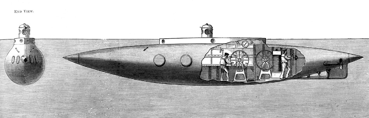 Il Nautilus, sottomarino a dislocamento e risalita, 1887 da Unbekannt