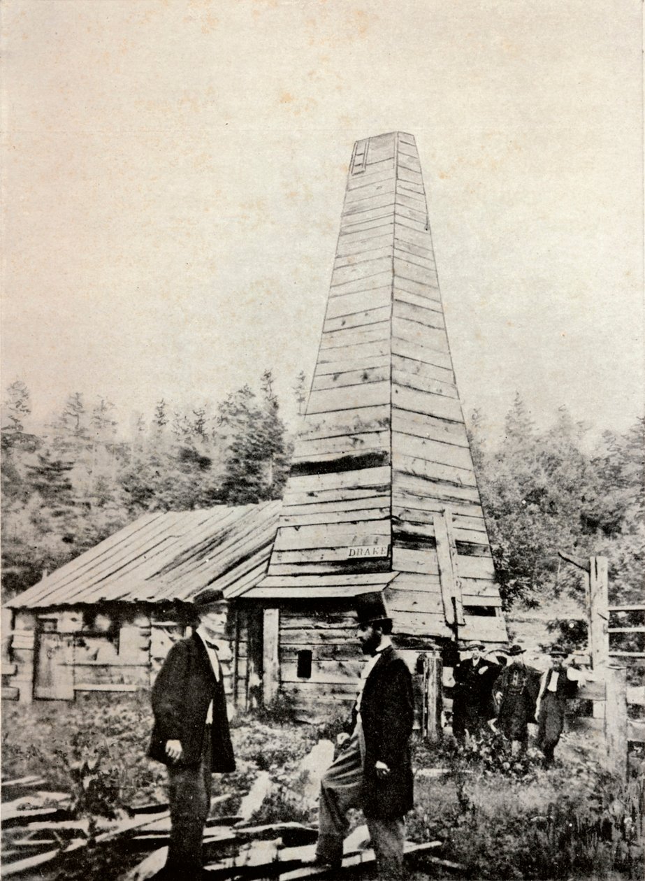 Il Pozzo di Drake, Pennsylvania, America, 1859 da Unbekannt
