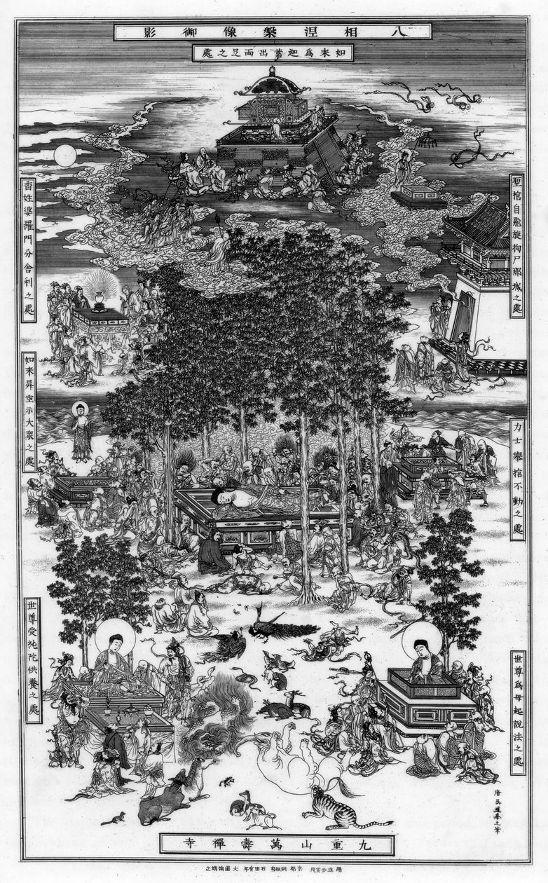 Gli Otto Incidenti del Nirvana di Sakyamuni, 18° secolo, 1886 da Unbekannt