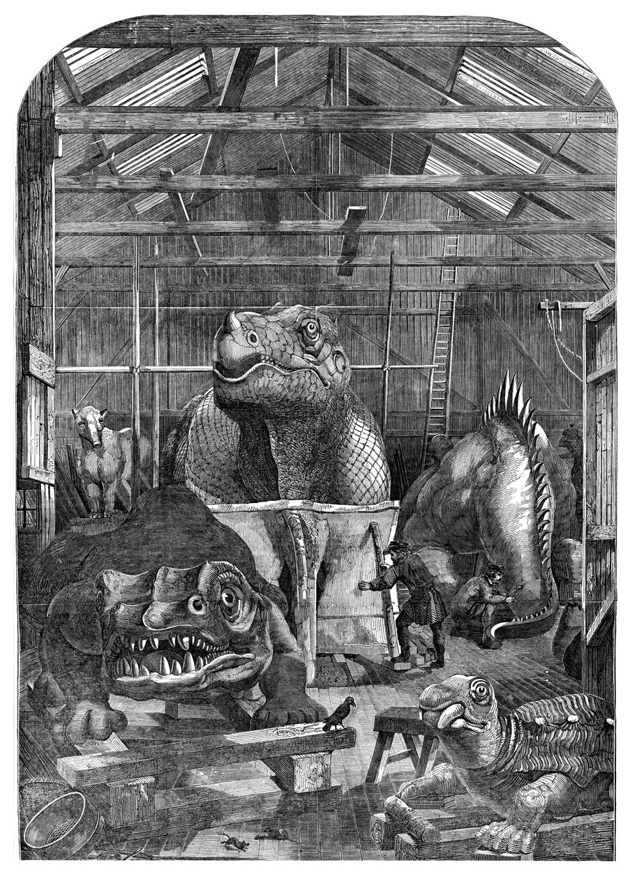 La sala dei modelli degli animali estinti al Crystal Palace, Sydenham, 1853 da Unbekannt