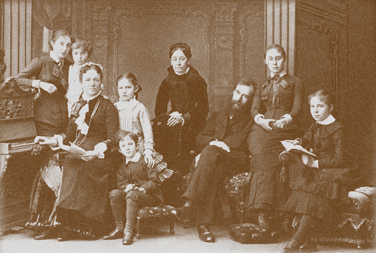 La famiglia del collezionista, mecenate e fondatore della galleria Pavel Tretyakov da Unbekannt