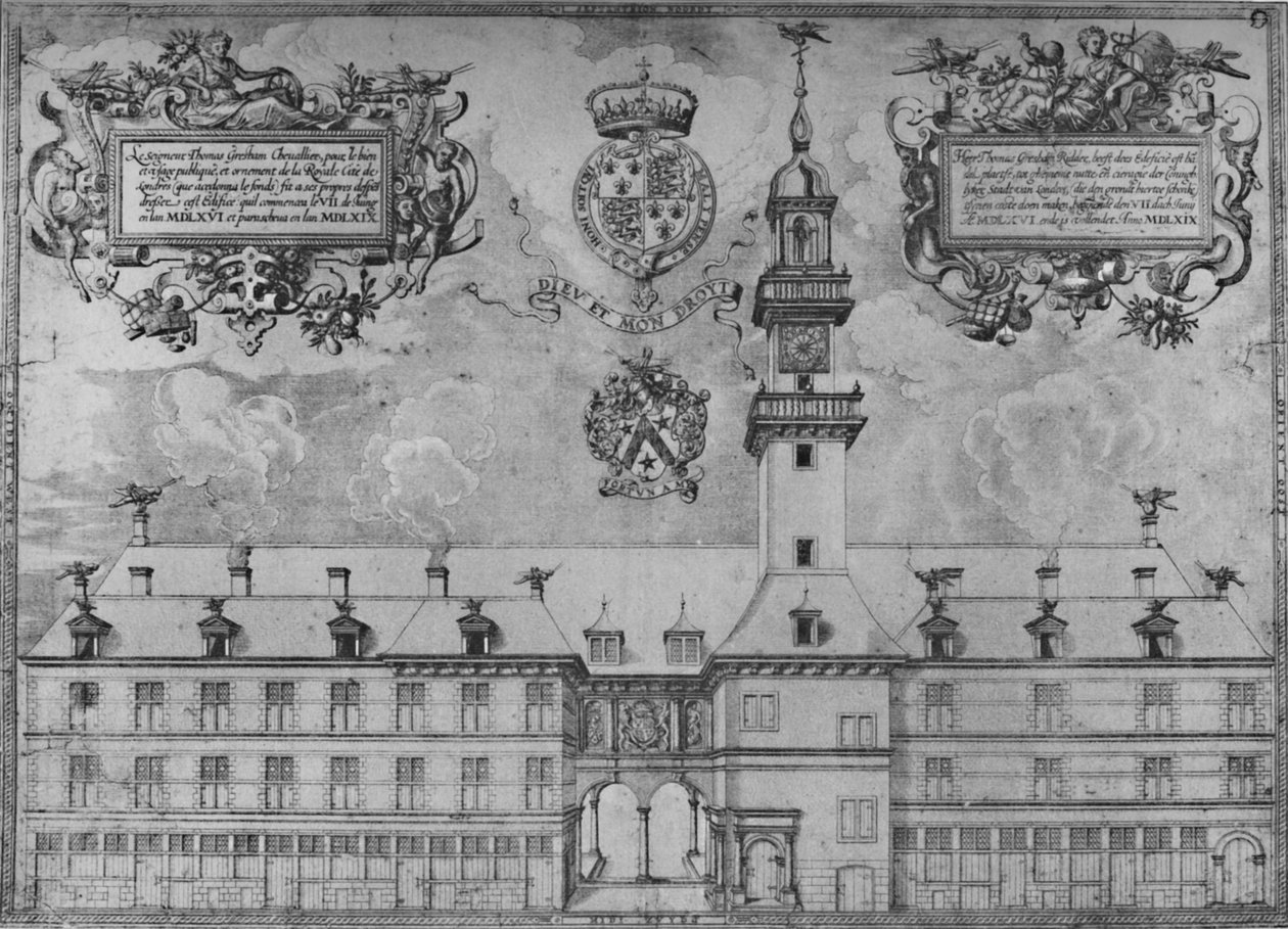 Il primo Royal Exchange nel 1569, c16° secolo, 1928 da Unbekannt